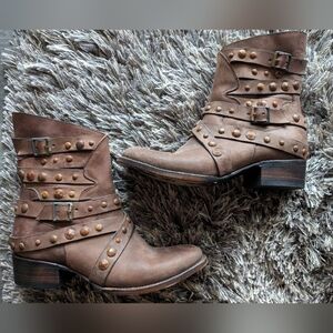 Studded Brown Ankle Boots